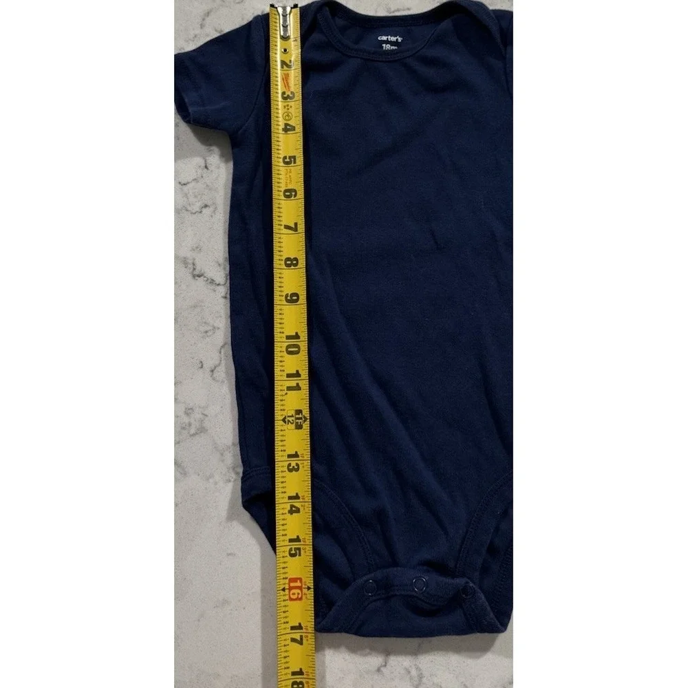Carters Baby Boy Bodysuit Navy Blue Short Sleeve Cotton One Piece 18 Months
